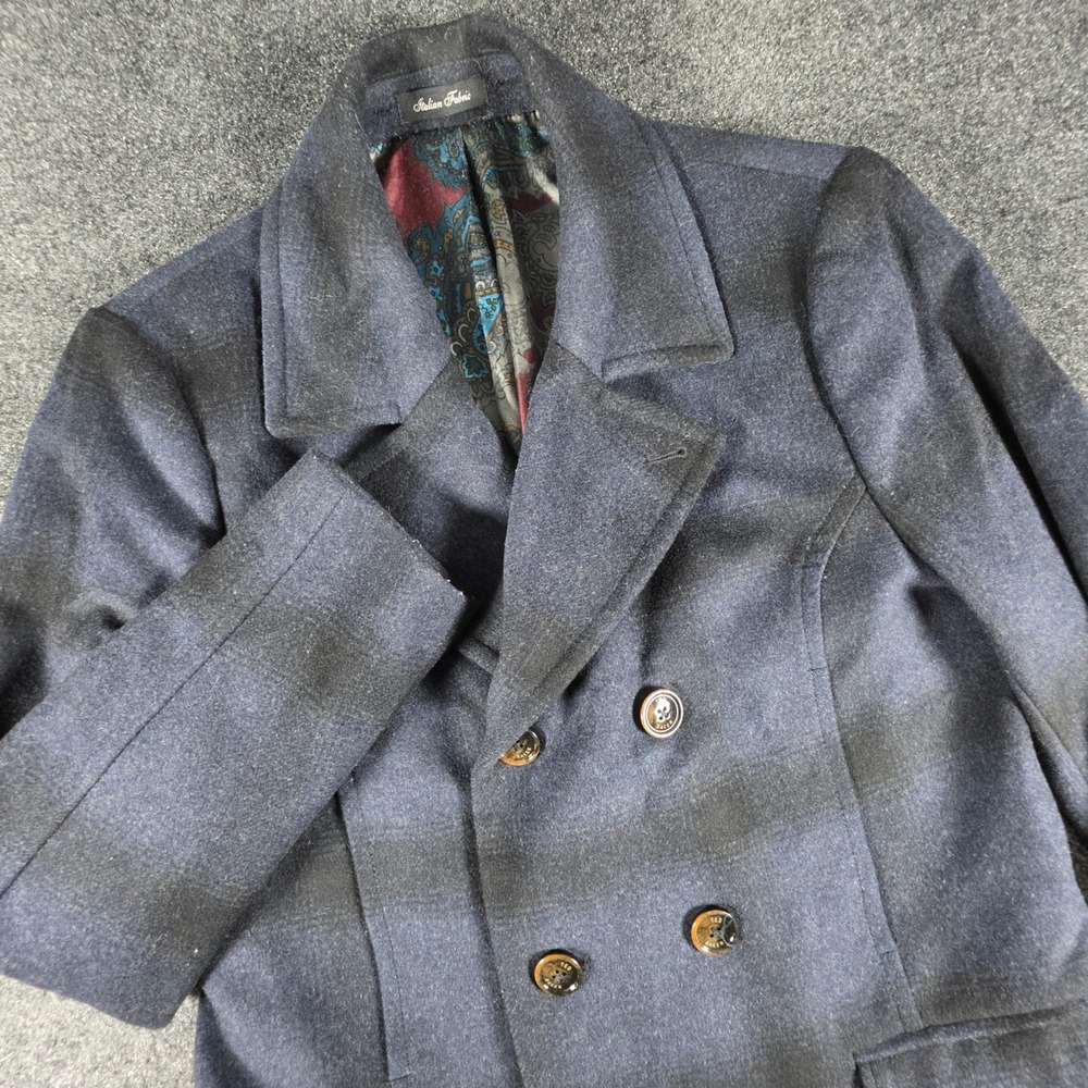 Ted Baker Pea Coat Women 3 Blue Striped Wool Double Breasted Arion TA5M GJ72